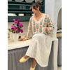 MEROKEETY Women’s Fall Long Sleeve V Neck Sweaters Lightweight Knit Tops(Flower Apricot)