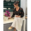 MEROKEETY Women’s Fall Long Sleeve V Neck Sweaters Lightweight Knit Tops(Flower Black)