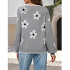 MEROKEETY Women’s Fall Long Sleeve V Neck Sweaters Lightweight Knit Tops(Flower Gray)