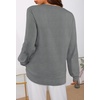 MEROKEETY Women’s Fall Long Sleeve V Neck Sweaters Lightweight Knit Tops(Gray)