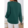 MEROKEETY Women’s Fall Long Sleeve V Neck Sweaters Lightweight Knit Tops(Green)