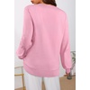 MEROKEETY Women’s Fall Long Sleeve V Neck Sweaters Lightweight Knit Tops(Light Pink)
