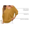 MEROKEETY Women’s Fall Long Sleeve V Neck Sweaters Lightweight Knit Tops(Mustard)