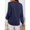 MEROKEETY Women’s Fall Long Sleeve V Neck Sweaters Lightweight Knit Tops(Navy)