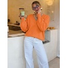 MEROKEETY Women’s Fall Long Sleeve V Neck Sweaters Lightweight Knit Tops(Orange)