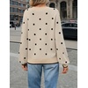 MEROKEETY Women’s Fall Long Sleeve V Neck Sweaters Lightweight Knit Tops(Polka Dot)