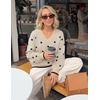 MEROKEETY Women’s Fall Long Sleeve V Neck Sweaters Lightweight Knit Tops(Polka Dot)