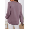 MEROKEETY Women’s Fall Long Sleeve V Neck Sweaters Lightweight Knit Tops(Purple)