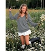 MEROKEETY Women’s Fall Long Sleeve V Neck Sweaters Lightweight Knit Tops(Red)