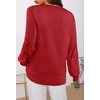 MEROKEETY Women’s Fall Long Sleeve V Neck Sweaters Lightweight Knit Tops(Red)