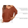 MEROKEETY Women’s Fall Long Sleeve V Neck Sweaters Lightweight Knit Tops(Rust)