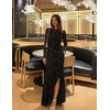 MEROKEETY Women’s Fall Wedding Guest Cocktail Formal Maxi Dresses(Black)