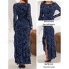 MEROKEETY Women’s Fall Wedding Guest Cocktail Formal Maxi Dresses(Navy)