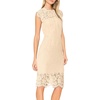 MEROKEETY Women’s Lace Floral Cocktail Wedding Guest Elegant Formal Dresses(Beige)