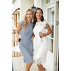 MEROKEETY Women’s Lace Floral Cocktail Wedding Guest Elegant Formal Dresses(Gray Blue)