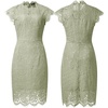 MEROKEETY Women’s Lace Floral Cocktail Wedding Guest Elegant Formal Dresses(Light Olive)