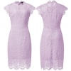 MEROKEETY Women’s Lace Floral Cocktail Wedding Guest Elegant Formal Dresses(Light Violet)