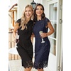 MEROKEETY Women’s Lace Floral Cocktail Wedding Guest Elegant Formal Dresses(Navy)