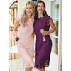 MEROKEETY Women’s Lace Floral Cocktail Wedding Guest Elegant Formal Dresses(Plum)