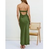 MEROKEETY Womens Satin Strapless Bodycon Wedding Guest Maxi Dress(Armygreen)