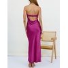 MEROKEETY Womens Satin Strapless Bodycon Wedding Guest Maxi Dress(Eggplant)