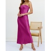 MEROKEETY Womens Satin Strapless Bodycon Wedding Guest Maxi Dress(Eggplant)