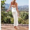MEROKEETY Womens Satin Strapless Bodycon Wedding Guest Maxi Dress(Ivory)