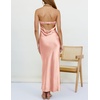 MEROKEETY Womens Satin Strapless Bodycon Wedding Guest Maxi Dress(Light Pink)