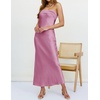 MEROKEETY Womens Satin Strapless Bodycon Wedding Guest Maxi Dress(Plum)