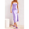MEROKEETY Womens Satin Strapless Bodycon Wedding Guest Maxi Dress(Purple)