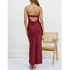 MEROKEETY Womens Satin Strapless Bodycon Wedding Guest Maxi Dress(Wine)