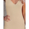 MEROKEETY Womens Summer Bodycon Deep V Neck Sleeveless Knit Midi Dress 2026(Apricot)