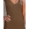 MEROKEETY Womens Summer Bodycon Deep V Neck Sleeveless Knit Midi Dress 2026(Coffee)