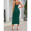 MEROKEETY Womens Summer Bodycon Deep V Neck Sleeveless Knit Midi Dress 2026(Darkgreen)