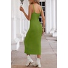 MEROKEETY Womens Summer Bodycon Deep V Neck Sleeveless Knit Midi Dress 2026(Green)