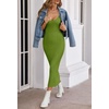 MEROKEETY Womens Summer Bodycon Deep V Neck Sleeveless Knit Midi Dress 2026(Green)