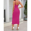 MEROKEETY Womens Summer Bodycon Deep V Neck Sleeveless Knit Midi Dress 2026(Hotpink)