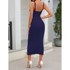 MEROKEETY Womens Summer Bodycon Deep V Neck Sleeveless Knit Midi Dress 2026(Navy)