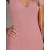 MEROKEETY Womens Summer Bodycon Deep V Neck Sleeveless Knit Midi Dress 2026(Pink)