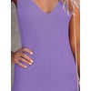 MEROKEETY Womens Summer Bodycon Deep V Neck Sleeveless Knit Midi Dress 2026(Purple)