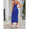 MEROKEETY Womens Summer Bodycon Deep V Neck Sleeveless Knit Midi Dress 2026(Royal)