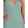 MEROKEETY Womens Summer Bodycon Deep V Neck Sleeveless Knit Midi Dress 2026(Sage)