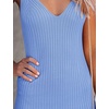 MEROKEETY Womens Summer Bodycon Deep V Neck Sleeveless Knit Midi Dress 2026(Skyblue)