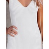 MEROKEETY Womens Summer Bodycon Deep V Neck Sleeveless Knit Midi Dress 2026(White)