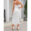 MEROKEETY Womens Summer Bodycon Deep V Neck Sleeveless Knit Midi Dress 2026(White)