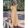 MEROKEETY Womens Summer Casual Short Sleeve Maxi Long Tshirt Dress 2026(Apricot)