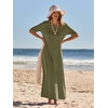 MEROKEETY Womens Summer Casual Short Sleeve Maxi Long Tshirt Dress 2026(Armygreen)