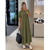 MEROKEETY Womens Summer Casual Short Sleeve Maxi Long Tshirt Dress 2026(Armygreen)
