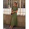MEROKEETY Womens Summer Casual Short Sleeve Maxi Long Tshirt Dress 2026(Armygreen)