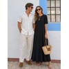 MEROKEETY Womens Summer Casual Short Sleeve Maxi Long Tshirt Dress 2026(Black)